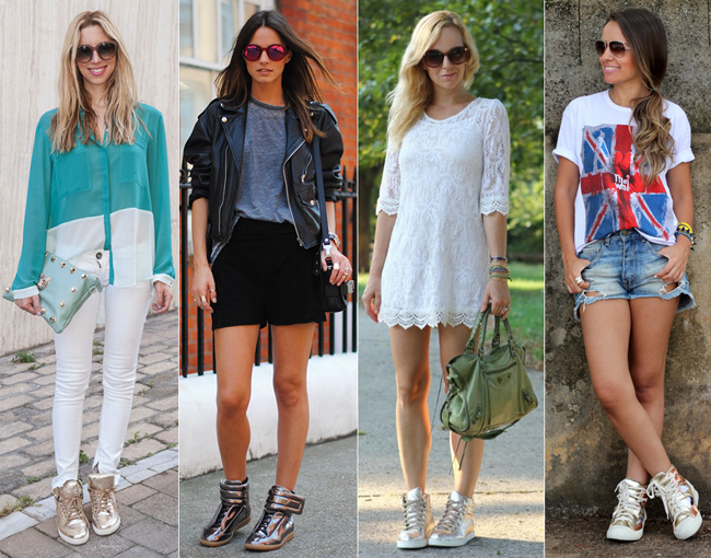 Resultado de imagem para sapatos metalizados looks